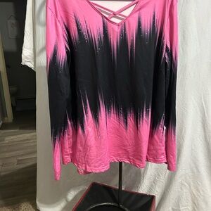 Pink and Black Women's Top